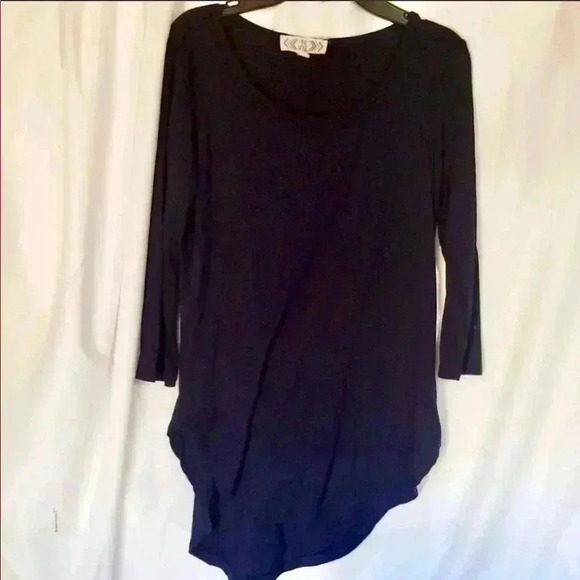 Pink Rose Tops - Hi-Low Super Soft Black Top